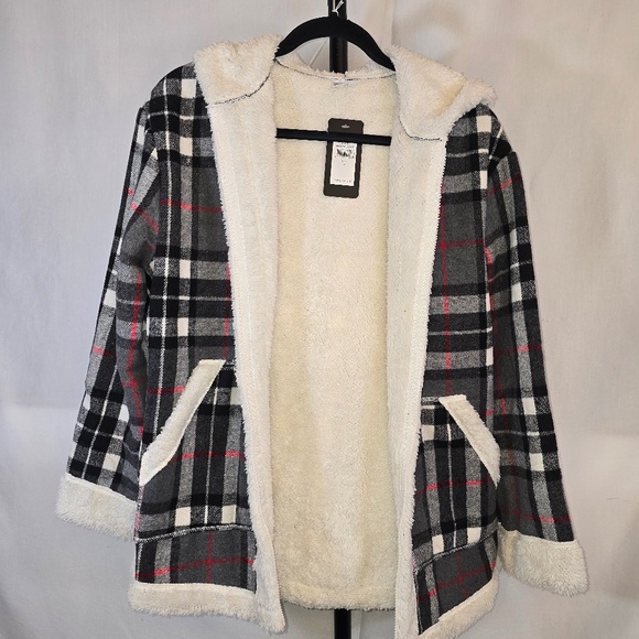 Plaid Fur Lined Hoody Jacket - Picture 1 of 3